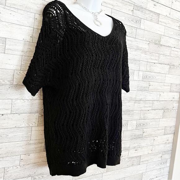 DANA BUCHMAN Metallic Knit Short Sleeve Sweater + Attached Tank, M, NWT! - Picture 6 of 10